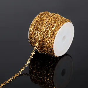 Gold stainless steel dolphin chain roll for DIY handmade necklaces bracelets jewelry making.