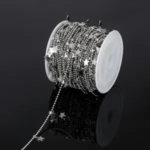 Stainless steel ball chain with stars on spool, perfect for DIY jewelry making necklaces bracelets.