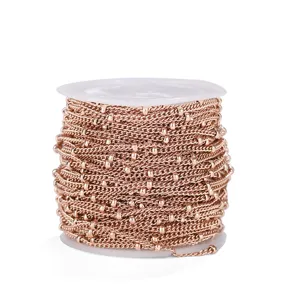 Bobine de chaîne de perles satellite en acier inoxydable doré rose pour bijoux DIY.