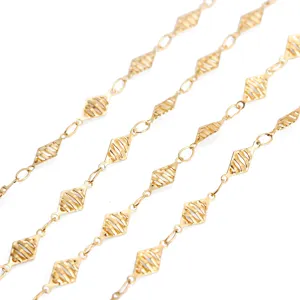 Stainless steel gold chain detail, 4mm geometric links for DIY handmade necklaces.
