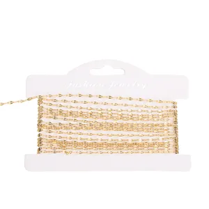 Gold stainless steel lip chain roll for DIY jewelry making, versatile necklace accessory supply