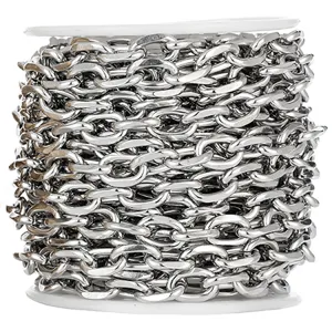 Rouleau de chaîne en acier inoxydable pour bijoux DIY, accessoire de bracelet de collier argenté