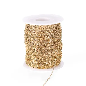 Stainless steel gold lip chain spool for DIY jewelry making, versatile necklace wave chain.