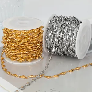 Stainless steel heart chain spool for DIY jewelry making, 18k gold and silver necklace bracelets.