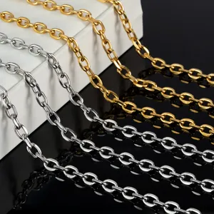 Chaîne facettée ronde en acier inoxydable DIY collier bracelet accessoires de bijoux or argent