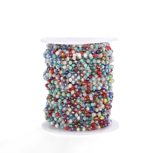 Colorful crystal glass bead chain diy jewelry accessories bracelet necklace making supplies spool