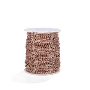 Rose gold O-chain bulk spool for DIY jewelry making, necklace and bracelet chain accessories.