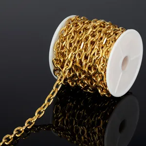 Chaine en acier inoxydable dore sur bobine pour creation de bijoux DIY collier bracelet.