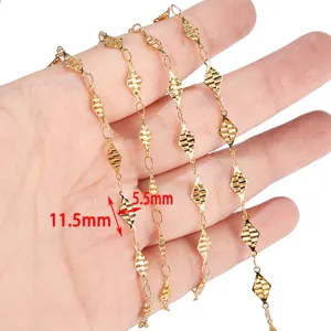 Gold stainless steel geometric chain 4mm wide diamond link jewelry finding for DIY necklaces.