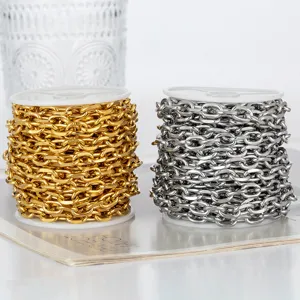 Chaîne croisée ronde facettée en acier inoxydable or argent détails bijoux