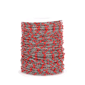 Stainless steel beaded chain roll with red enamel drops, perfect for DIY jewelry making crafts.