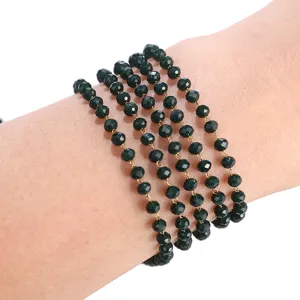 Dark green crystal glass beaded multi-layer bracelet necklace DIY accessory detail view.