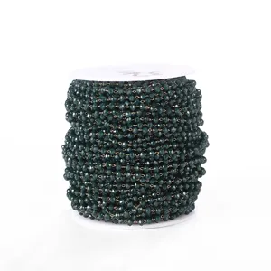 Dark green crystal bead chain diy jewelry making accessory roll for handmade necklaces bracelets.