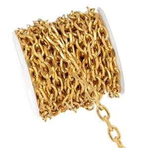Chaine maille cable facette dore en acier inoxydable rouleau pour collier bracelet DIY