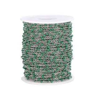 Stainless steel enamel beaded chain roll green drop oil DIY jewelry making supply