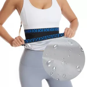 Adjustable sweat waist belt for fitness, running and gym training with waterproof design.