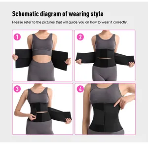 Black adjustable waist trainer belt for fitness, tummy control and body shaping support.
