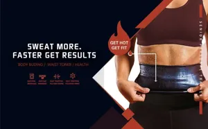 Sweat waist trainer belt for fitness, workout, running, weight loss and body shaping support.