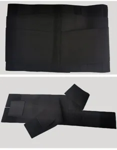 Black elastic lumbar support belt for fitness, adjustable waist trainer wrap brace.