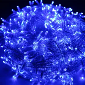 Catena luminosa LED blu brillante per decorazioni esterne, luci impermeabili stellate.