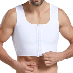 Chaleco blanco de compresión para hombre con cierre de gancho parte superior moldeadora