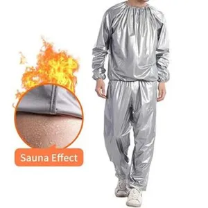 Silberner Sauna Schwitzanzug Set zum Abnehmen, winddichter wasserdichter Fitness Trainingsanzug.
