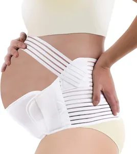 Adjustable maternity support belt, breathable elastic cotton for waist and belly support.
