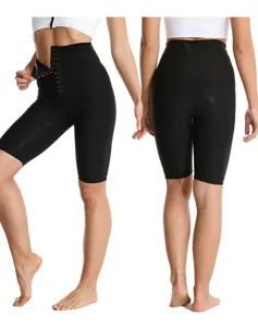 High waist sweat shorts with front hook closure, black fitness activewear details view