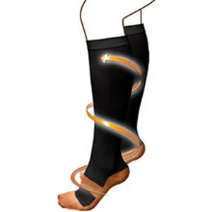 Black calf compression sleeve detail showing pressure design for sports and recovery.
