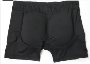 Men's black padded hip enhancement boxer briefs breathable sexy body shaping underwear