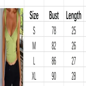 Größentabelle für einfarbiges, schmal geschnittenes, sexy Crop Tanktop für Damen mit Maßen.
