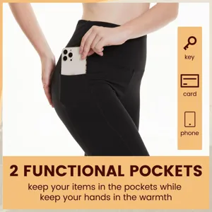 Leggings a vita alta da donna con tasche, pantaloni da yoga invernali caldi ed elastici.