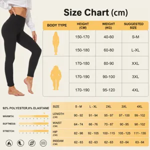 Leggings termici felpati donna guida alle taglie vita alta pantaloni caldi elastici