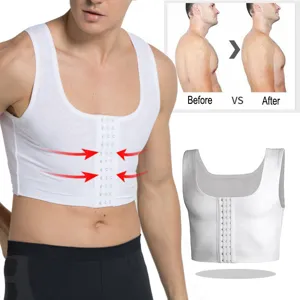 Camiseta de compresión para hombre chaleco moldeador transpirable con ganchos 1pc
