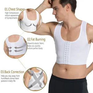 Chaleco de compresión de pecho para hombre corrector de postura blanco ganchos de tres filas