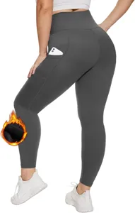 Leggings yoga termici felpati invernali con tasche laterali per donna fitness sport.