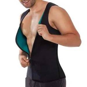 Men workout sweat vest zipper sauna suit waist trainer fitness gym slimming tank top apparel