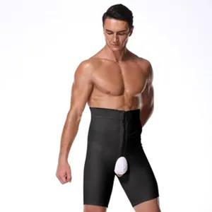Men high waist shaping underwear boxer shorts detail view with scrotum support open crotch