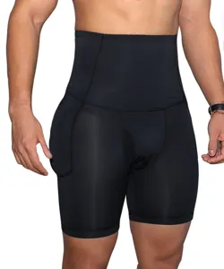 Men's high waist hip lifting shapewear boxer briefs tummy control body shaper shorts detail view