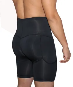 Men's high-waisted butt lifting shapewear boxer shorts with tummy control black slim fit design