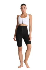 High-waist sweat shaping fitness shorts with front hook-and-eye closure for women workout.