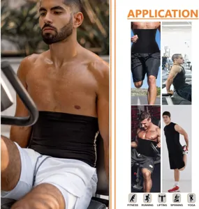 Ceinture de sudation pour homme entraînement de fitness gym perte de poids soutien abdominal.
