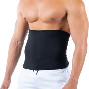 Ceinture de sudation noire pour homme en fitness, détail de bande de compression robuste et durable.