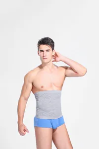 Men's gray waist trainer belly control shaping body shaper abdominal compression belt.