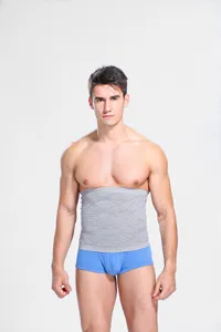 Men breathable waist shaping belt detail view, elastic tummy control body shaper for men daily use.