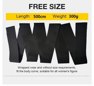 Zwarte sport taille trainer wrap, 500cm lengte, elastische buikriem voor damessport.