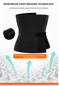 Zwarte sport taille trainer wrap, verstelbare klittenband buik controle fitness riem