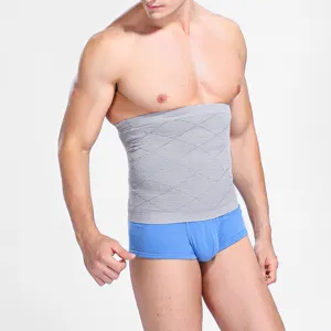 Men's compression belly band waist shaper breathable grey abdominal support girdle for fitness