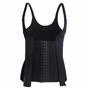 Women neoprene waist trainer vest black zipper hook shapewear slimming corset top
