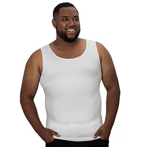 Detalle camiseta moldeable de compresión para hombre, chaleco adelgazante blanco elástico